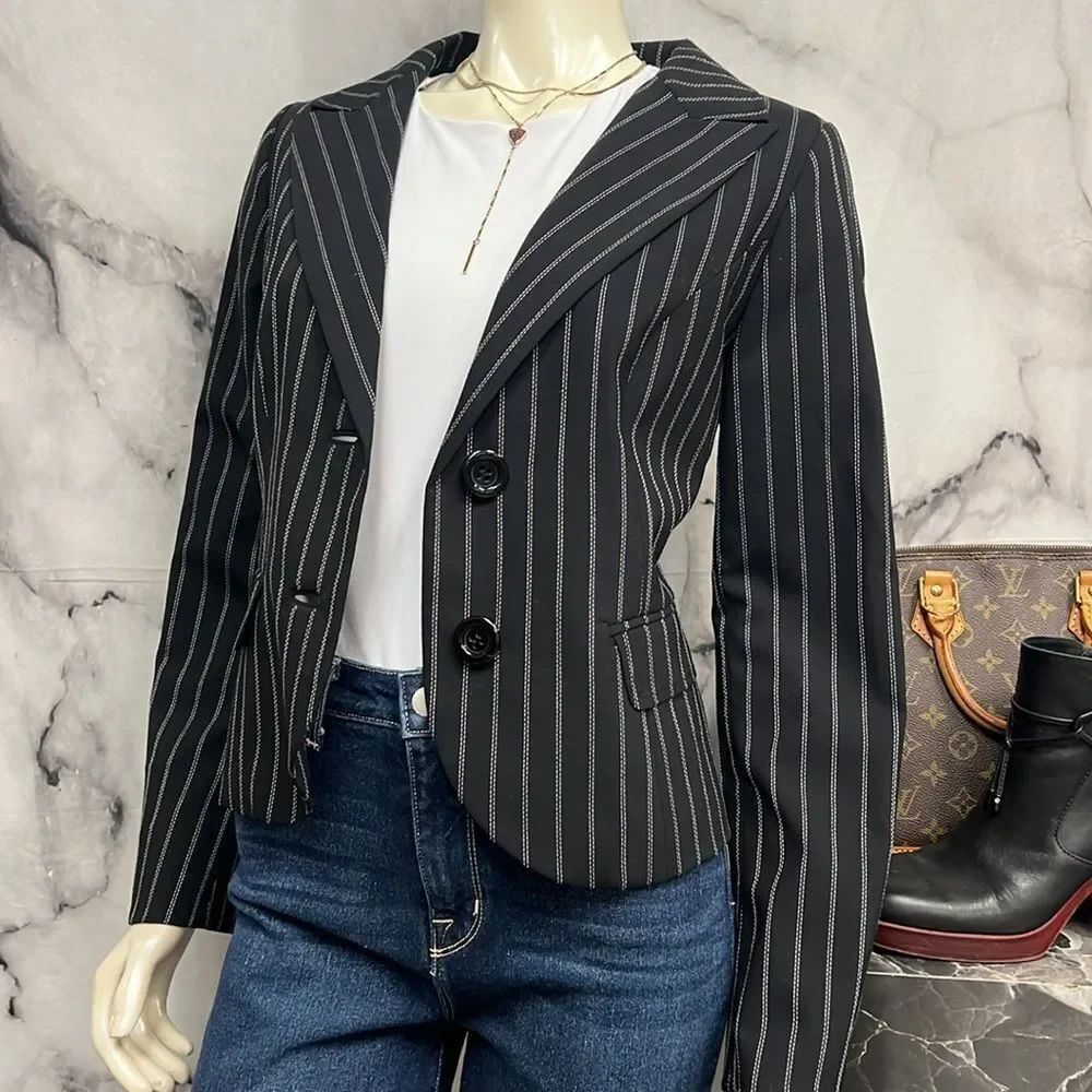 * Pendleton petite, black pinstripe blazer mobster style :)